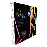Stand publicitaire portable Admax X pour salon professionnel, cadre en aluminium, toile en polyester personnalisée, réutilisable pour les événements publicitaires