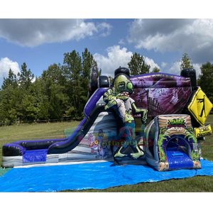 Wet or dry halloween <b>inflatable</b> bounce house with slide zombie bouncing castle combo bouncer - Product Image 4