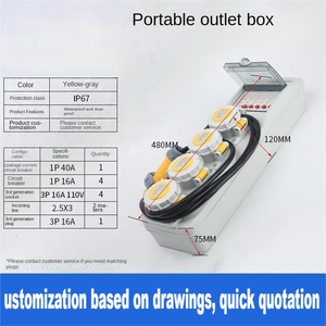 กล่องจ่ายไฟแบบพกพา IP67 40A RCD+4x16A MCB  ตัวเรือน ABS/PC แข็งแรงทนทาน 3x110V เต้ารับอุตสาหกรรม - Product Image 2