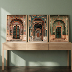 Panneaux muraux en bois de manguier brun faits à la main 50x35x4 cm - Art architectural moghol, design traditionnel, vente en gros, marque Aqudus - Product Image 3