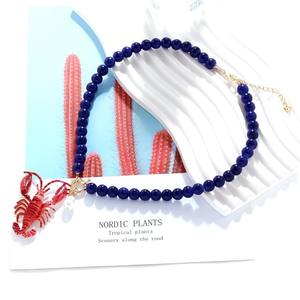 Best Lady Summer Beach Ocean Style Red <strong>Crab</strong> Pendant Necklace Bold Hip Hop Party <strong>Jewelry</strong> for Women Beaded Chokers Beach - Product Image 2