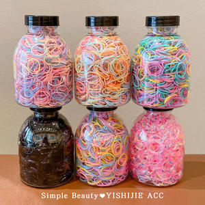 Sıcak satış 1000 adet şişe şeker renkler küçük lastik bantlar elastik saç bantları PU kafa halatlar kızlar saç aksesuarları - Product Image 2