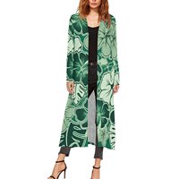 Robe longue décontractée à col en V et manches mi-longues, imprimé tribal polynésien artisanal, grande taille, pour femmes, idéale pour les réunions de vacances