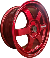 Rines Deportivos Te37 para Autos de Pasajeros, 15 Pulgadas, 4 Orificios, Rines de Aluminio JDM 4x100 Color Rojo Candy para Ford, Honda, Toyota, Mazda