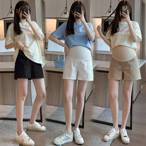 Mujeres embarazadas lavar pantalones cortos de mezclilla verano suelto ajuste Abdominal apoyo Casual maternidad ecológico transpirable cintura elástica mamá - Product Image 6