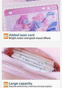 Chenyu kotak pensil sekolah dasar anak perempuan, tas penyimpanan alat tulis kartu Laser dapat dilepas kapasitas besar baru 2025 - Product Image 6