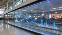 Écran LED transparent pour vitrine P4, panneau publicitaire intérieur pour affichage sur verre, idéal pour les devantures de magasins.