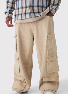 Pantalon cargo utilitaire personnalisé pour homme, multi-poches, coupe ample, jambe large, effet vintage, respirant, écologique, <span class=keywords><strong>jean</strong></span> décontracté pour l'extérieur - Product Image 4