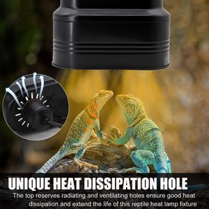 REPTI ZOO DRL01TT Luminaire pour reptiles avec thermostat, minuterie, variateur d'intensité, lampe chauffante et contrôle de la température - Conception à double dôme profond - Product Image 4