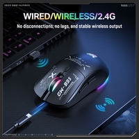Ratón ONIKUMA CW935 con Cable e Inalámbrico 2.4G, RGB, Tipo C, Diseño Ergonómico, Seis Niveles de 12800 DPI Ajustables, Ratón para Juegos de Computadora, Color Negro