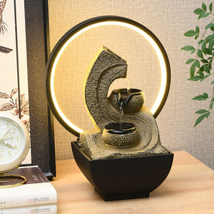 Adorno de agua corriente con retroiluminación, forma redonda, decoración de escritorio para oficina, sala de estar, regalo - Product Image 2