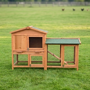 SDR003 Jaula de Lujo Moderna de Madera de Abeto para Conejos, Corral para Mascotas con Cajas de Juego, Diseño Estampado, Ecológica para Animales Pequeños - Product Image 1
