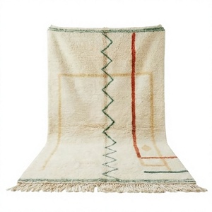 Moroccan Unique Beni Ourain <b>Rug</b> Hand Made Moroccan <b>Boho</b> Beni Ourain <b>Rug</b> Albertina Hand Knotted Wool Cotton Cream Beige Area <b>Rug</b> - Product Image 1