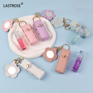 Llavero de piel sintética para brillo labial y bálsamo labial, con espejo de maquillaje, superventas - Product Image 2