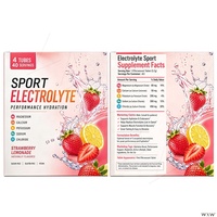 Comprimés effervescents électrolytiques végétaliens sans sucre pour la performance sportive et l'hydratation, saveur fraise-limonade, suppléments pour adultes