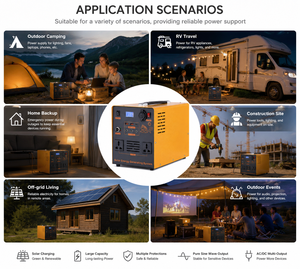 Estación <span class=keywords><strong>de</strong></span> Energía Portátil LiFePO4 <span class=keywords><strong>de</strong></span> 1000W 1200Wh, Generador Solar <span class=keywords><strong>de</strong></span> 12V 100Ah con Onda Sinusoidal Pura <span class=keywords><strong>para</strong></span> RV, Van Life, CPAP, Emergencias y Respaldo Doméstico - Product Image 4