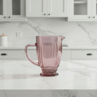 Multicolor verticale geribbelde geëmbosseerde sodakalkglazen kan 1288ml vaatwasserbestendig decoratief drankenkan voor bruiloften