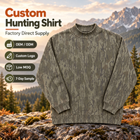 Sweat-shirt de chasse camouflage pour homme avec logo personnalisé, col rond, manches longues, coupe ample, vêtements de chasse camouflage