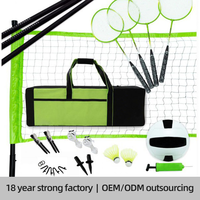 Ensemble de badminton professionnel JH avec système de treuil, filet de badminton portable incluant un ensemble de raquettes de badminton