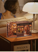 Modèle miniature de café en bois pour coin de rue, à assembler soi-même, fait main, maison 3D stéréo, jouet cadeau