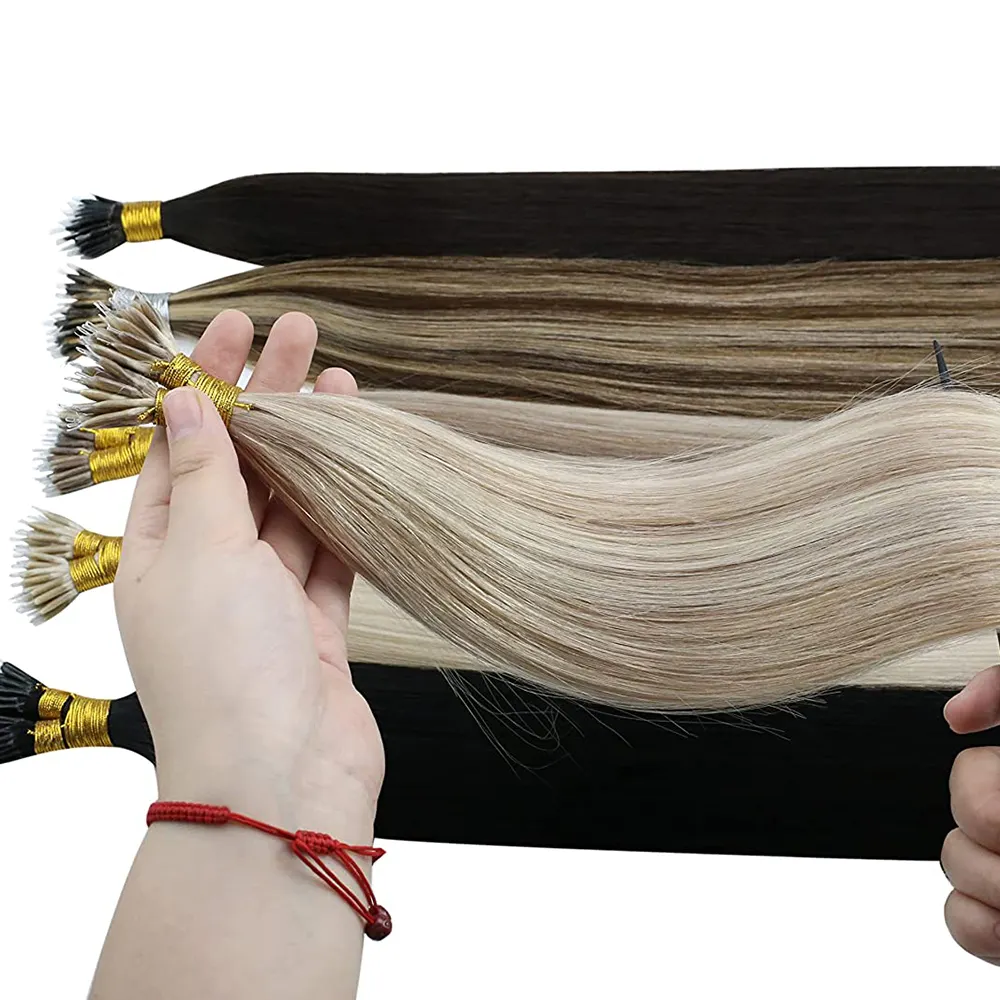 14-24"50s 1g/s ombre Remy Real Human Hair Extensions Straight Nano micro ring human hair extension