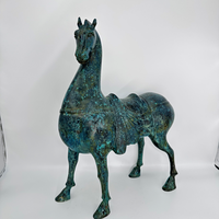 Sculpture d'art en métal de qualité musée de la dynastie Tang Statue de cheval en laiton avec glaçure Sancai classique