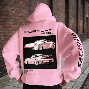 Sweat-shirt à capuche GT3 RS pour homme, rose, en coton, imprimé avec un motif de voiture, décontracté, coupe classique, à porter en automne - Product Image 3