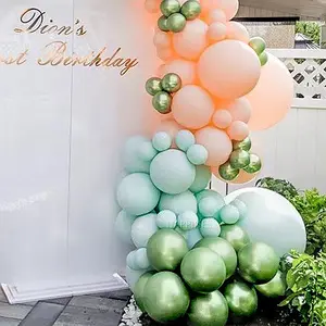 187PCS लेटेक्स Macaron कट्टर गुब्बारे-नीले, हरे और नारंगी बैलोन शादी Fiestas वुडलैंड डेको Enet सजावट के लिए आर्क शादी