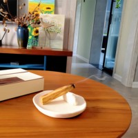 Porte-encens en céramique bio minimaliste fait main, brûleur à bois écologique, plateau décoratif, plat, parfum d'ambiance pour la maison