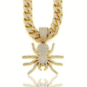 Mens Iced Out Cuban Link Chain Spider Pendant <b>Necklace</b> Gold Plated CZ Diamond Hip Hop Bling <b>Statement</b> Jewelry - Product Image 6