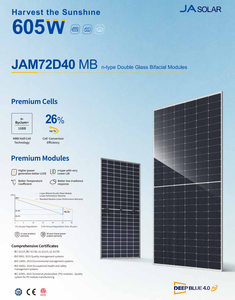 Panel <span class=keywords><strong>Solar</strong></span> Bifacial Tipo N Azul Profundo <span class=keywords><strong>JA</strong></span> <span class=keywords><strong>Solar</strong></span> JAM72D40LB de 575w 580w 585w 590w 595w 600 Vatios - Product Image 2