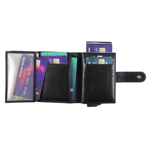 Portefeuille mince en cuir véritable Clip d'argent en aluminium personnalisé Porte-cartes de crédit ouvert unisexe Short d'affaires personnalisé Mode antivol - Product Image 1