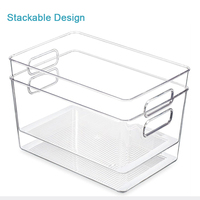 Boîte d'organisation de cuisine en plastique PET transparent organisateur de réfrigérateur empilable boîte de rangement de réfrigérateur pour boisson aux fruits et légumes