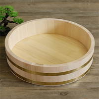 Bambus Oke Sushi Hangiri, plateau circulaire japonais pour sashimi, baril à sushi pour chirashi, bac à mélanger le riz à sushi en bois de pin, cuivre blanc