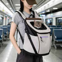 Sac à dos de transport pour animaux de compagnie avec panneau dorsal respirant, bretelles rembourrées en nylon en forme de S, design ergonomique, confortable pour chat et chien
