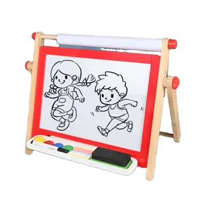 2312 Wooden Red Double Sided Desktop Drawing Board Drawing Toys Magnetic Kids Toys