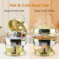 9L Alkoholbetriebener Chafing Dish, runder Edelstahl-Buffet-Speisenwärmer mit hängendem Deckel für Party, Hochzeit, Catering