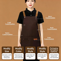 Tablier en toile personnalisé avec logo brodé, imperméable, résistant à l'huile, coton/polyester, double poches, cuisine, chef, restaurant, salon