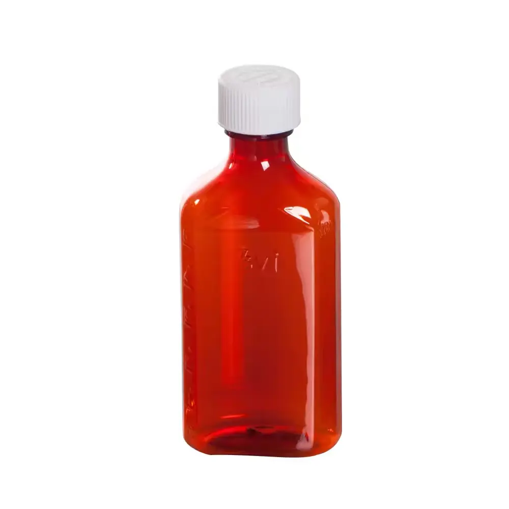 Child Resistant Cap Amber Small Liquid Empty Plastic Medicine 4oz Oval Liquid Bottle With Cap