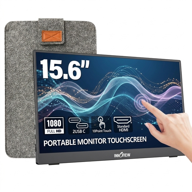 15.6 Inch Touch Portable Monitor Built in 90 Degree Adjustable Stand Multi Angle Layout Optimize Touch Operation Posture