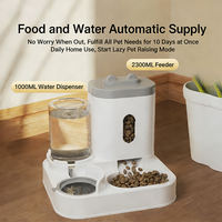 Distributeur d'eau et de nourriture 2-en-1 pour chat et chien, fontaine à eau automatique pour animaux de compagnie avec réservoir de stockage de nourriture, bol d'alimentation pour animaux de compagnie