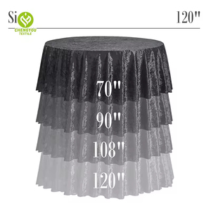 Bán buôn Chất lượng cao 120 "màu xanh hải quân màu xanh lá cây nghiền nát Nhung Vòng Khăn trải bàn cho ăn uống đám cưới bên sự kiện trang trí - Product Image 6