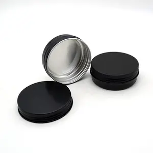 Round Tin Box 60ml Black Round Aluminum Jar Pot Pomade Storage Aluminum Container Tin Box