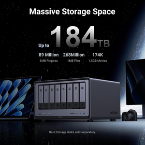 NASync DXP8800, stockage réseau 8 baies, 256 To, 10 GbE, Thunderbolt 4, 8K, conception 8 baies, prend en charge jusqu'à 8 disques durs pour un stockage énorme - Product Image 4