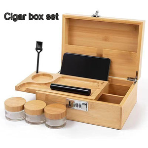 Boîte à cigares personnalisée en bambou et bois, boîtes à cigares cubains, boîte à cigarettes personnalisée, <span class=keywords><strong>rangement</strong></span> pour <span class=keywords><strong>feuilles</strong></span> de tabac - Product Image 1