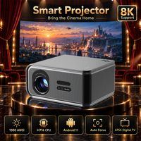 Projecteur 8K, écran LCD 5 pouces, Android 11, mise au point automatique, correction automatique de la distorsion trapézoïdale, résolution native 1080p, système de cinéma maison, projecteurs pour l'éducation
