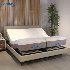 Luxury custom king size split hidden electric smart integrated adjustable bed frame with mattress