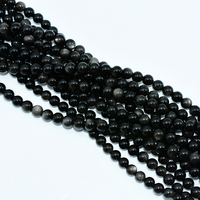 Perles en vrac d'obsidienne d'argent 100% naturel, prix d'usine de gros 4/6/8/10/12/14/16mm