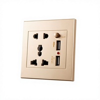 Prise murale universelle double pôle 5 broches durable avec double port USB et barrières de sécurité LED 10A 250V