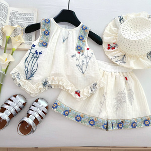 Completo Estivo 2026 per <span class=keywords><strong>Bambina</strong></span>: Top Senza Maniche e Pantaloncini con Fiocco, Set Due Pezzi alla Moda - Product Image 1